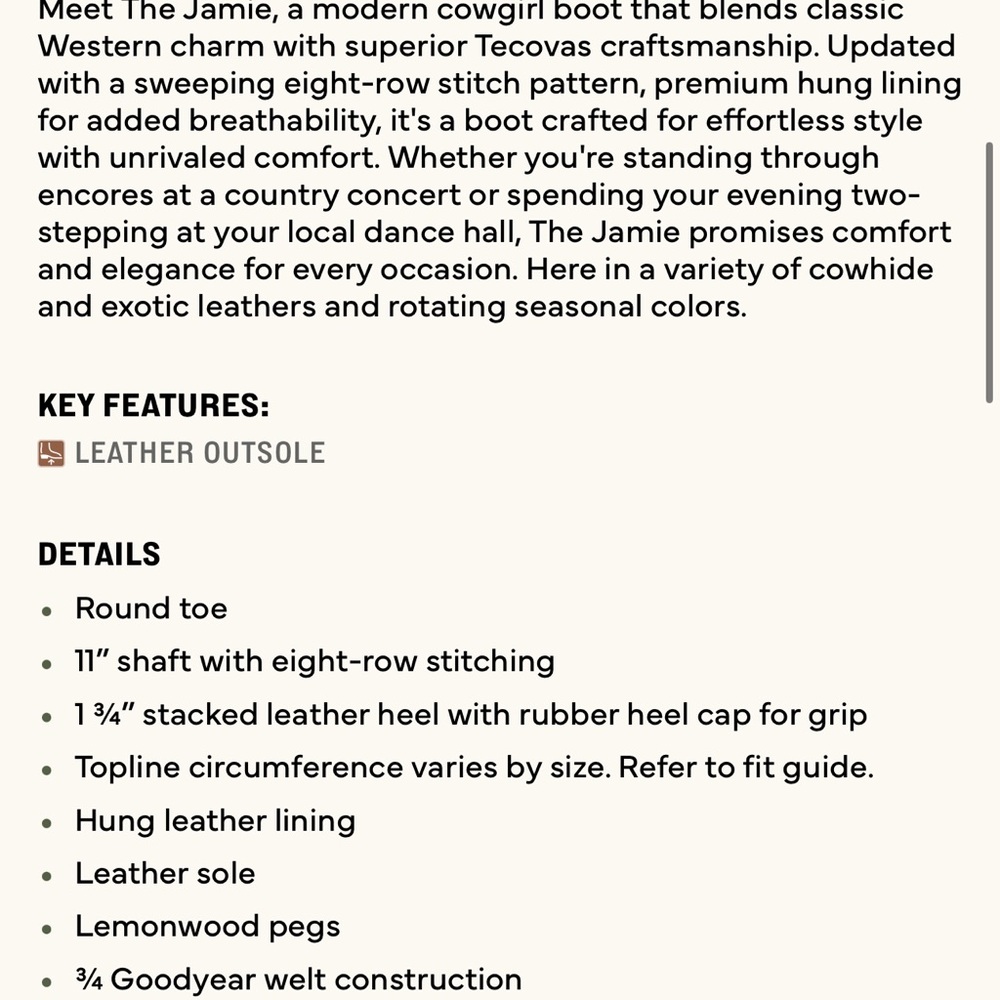 Tecovas The Jamie Tan Leather Cowboy Boots - Picture 9 of 9
